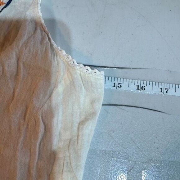 Vanilla Star Bohemian split Button Front Embroidered top Gauzy Small sleeveless - Picture 8 of 9